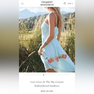 Chasing Unicorns Love Lives in the Sky embroidered dress